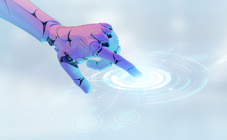 Hands interacting with a holographic interface