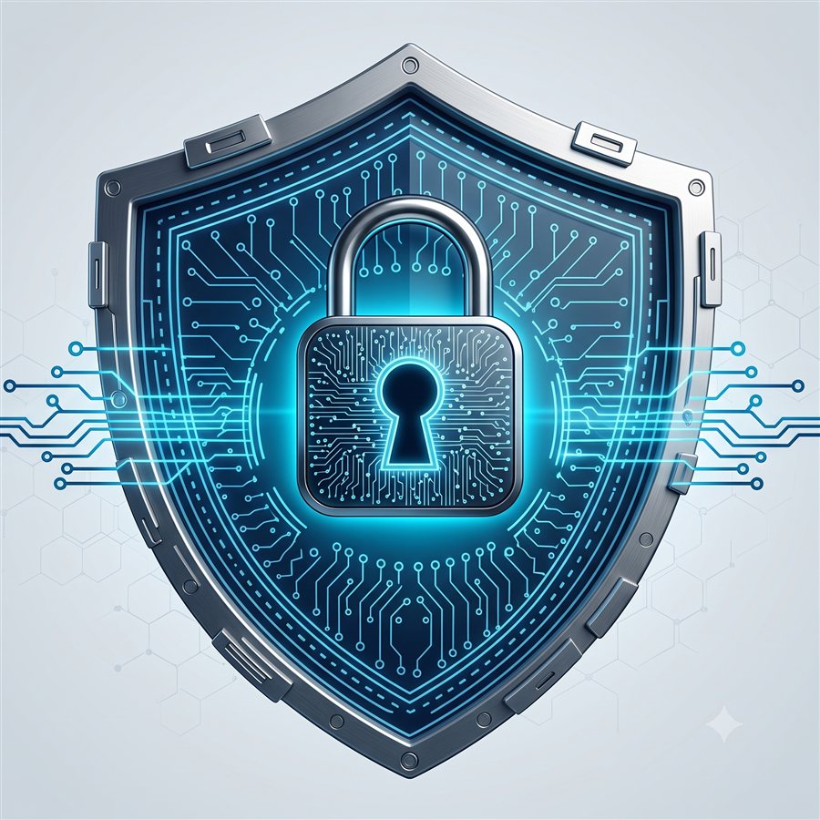 Digital shield with a padlock circuit illustration